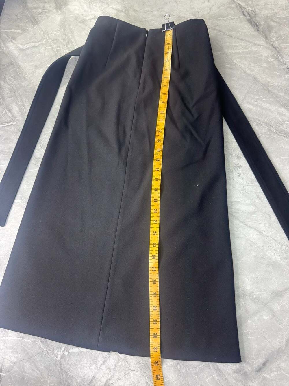 Mango MNG Black Belted Midi‎ Pencil Skirt with Back Slit Size XXS - Picture 4 of 13